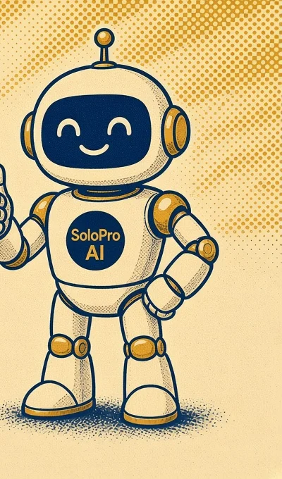 Pip, the SoloPro AI robot, giving a thumbs up